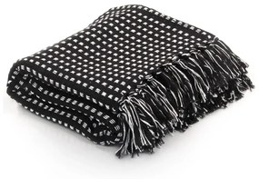 vidaXL Manta em algodão aos quadrados 220x250 cm preto