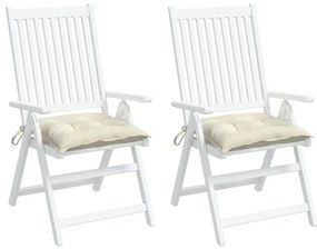 Almofadões de cadeira 2 pcs 40x40x7cm tecido oxford branco nata