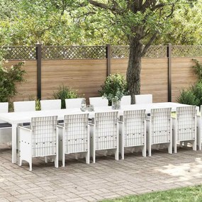 vidaXL Conjunto de Jantar para Jardim 15 pcs Branco Grande Vime