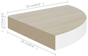 Prateleiras canto parede 2 pcs 25x25x3,8 cm MDF carvalho/branco