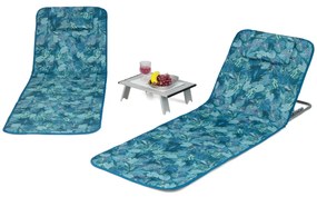 Conjunto de 2 espreguiçadeiras de praia dobráveis Tapetes de praia com mesa portáteis para a praia, jardim, campismo Verde
