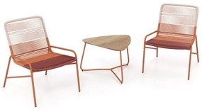 Conjunto de balanço bistrô de 3 peças, cadeiras de vime PE com mesa de centro de metal e almofadas grossas, conjunto de móveis de jardim