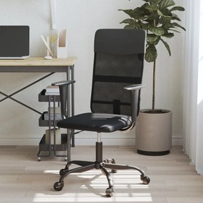 vidaXL Cadeira escritório tecido malha/couro art. regulável preto