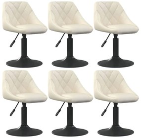 Cadeiras de jantar giratórias 6 pcs veludo cor creme