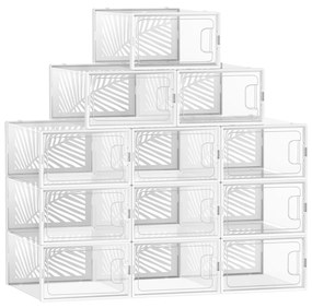 Caixas transparentes para sapatos, empilháveis e fáceis de usar | SONGMICS | 23 x 33.5 x 14 cm | branco | LSP106W12.
