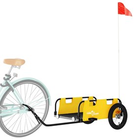 Reboque de carga para bicicleta tecido oxford e ferro amarelo