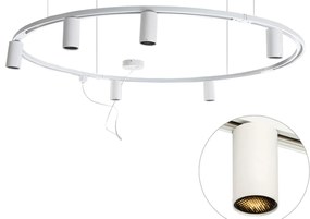 Sistema de iluminação de trilho pendente moderno com 6 focos brancos monofásicos GU10 50mm - Iconic Ruby Honey