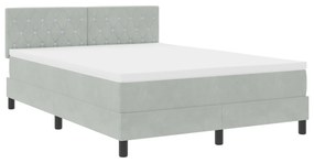 Cama Box Spring com Colchão Cinza Claro 140x200 cm Veludo