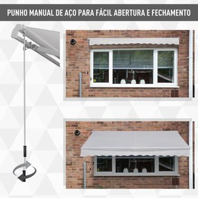 Toldo Manual Dobrável de Alumínio com Manivela À Prova D 'Água 3.5x2.5 m de Alumínio de Aço Tecido De Poliéster