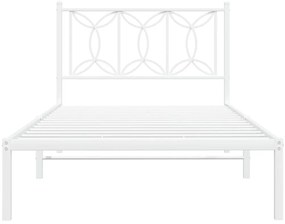 Estrutura de cama com cabeceira 100x190 cm metal branco
