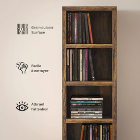 Organizador para CD e DVD com 12 compartimentos, capacidade máxima de 204 CD, 21 x 20 x 175 cm, castanho rústico
