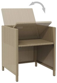 Cadeiras de jardim com almofadões 4 pcs vime PE bege