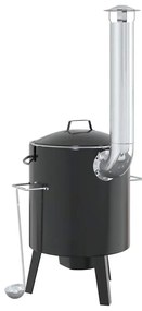 Forno de goulash com chaminé e tampa aço esmaltado preto