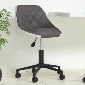 vidaXL Cadeira escritório giratória couro artificial cinzento e branco