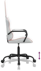 Cadeira gaming massagens couro artificial branco e rosa