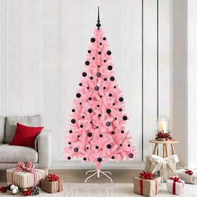 vidaXL Árvore de Natal com 300 LEDs com suporte Rosa 210 cm PVC