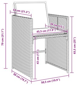 Conjunto de Jantar de Jardim vidaXL com Almofadas Bege Rattan Poliéste