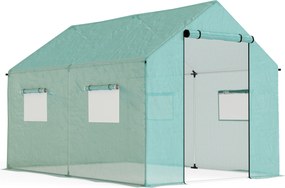 Outsunny Estufa tipo Túnel 2x3x2 m Estufa de Exterior com 4 Janelas de Malha e Porta com Fecho de Correr Estufa para Cultivos Anti UV Verde | Aosom Portugal