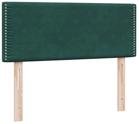 Cama boxspring com colchão 120x210 cm veludo verde-escuro