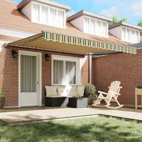 Toldo Retrátil Manual Verde e Amarelo 400x300 cm