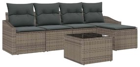 Conjunto de Sofá de Jardim com 5 peças e Almofadas Pretas em Rattan Si