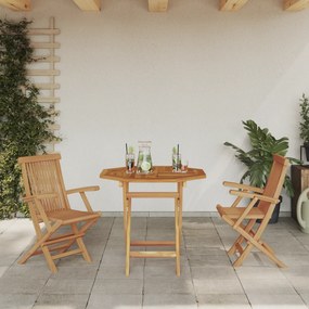 Conjunto Bistro de Jardim Dobrável de 3 Peças em Madeira Sólida de Acá