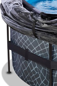 Piscina redonda Stone ø427x122cm com bomba de filtro de areia e cobertura cúpula - cinzenta