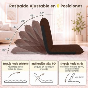 Conjunto de 2 Cadeiras de Chão Ajustáveis, 99 x 44 x 9,5 cm, Estrutura Metálica Dobrável, Castanho