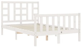 Estrutura de cama com cabeceira 120x200cm madeira maciça branco