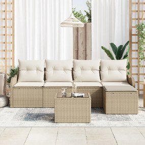 Conjunto de Sofá de Jardim vidaXL com Almofadas em Vime Poliéster Marr