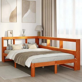 vidaXL Cama c/ estante sem colchão 120x190cm pinho maciço castanho-mel