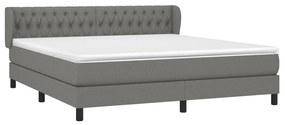 Cama com molas/colchão 180x200 cm tecido cinzento-escuro