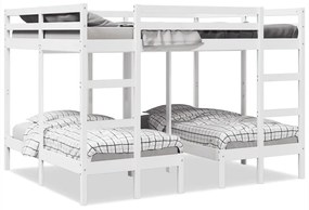 vidaXL Beliche triplo 160x200/80x160 cm madeira de pinho maciça branco
