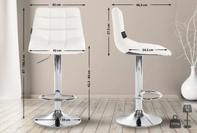 Banco de bar Jerry em couro sintético com estrutura cromada 87-108,5 x 43 x 46,5 cm Branco