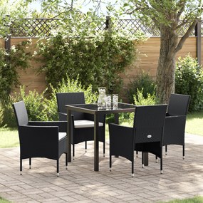 vidaXL Conjunto de Jantar de Jardim 5 Peças Preto Rattan Polietileno