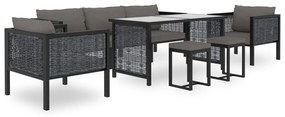 vidaXL 8 pcs conjunto lounge de jardim c/ almofadões vime PE antracite