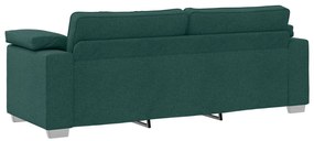 Conjunto de Sofás 2 Peças com Almofadas Verde Escuro em Tecido