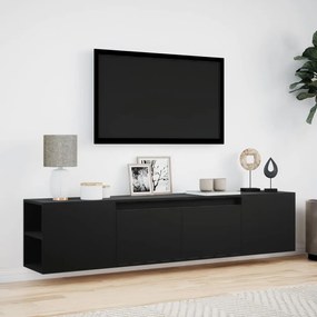 Móvel de parede para TV com luzes LED 180x31x39,5 cm preto