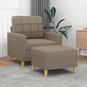 vidaXL Poltrona com apoio de pés 60 cm tecido cinza-acastanhado