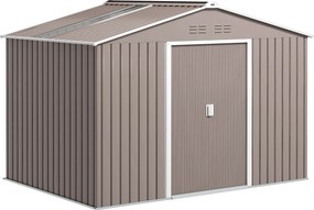 Outsunny Abrigo de Jardim 277x195x192 cm  Metálico para Armazenamento de Ferramentas Cinzento | Aosom Portugal