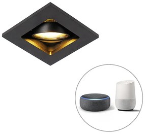 LED Foco embutido inteligente preto com Wi-Fi GU10 ajustável - Qure Moderno