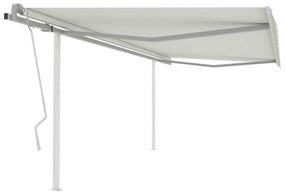 Toldo retrátil manual com postes 4x3 m cor creme