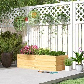 Caixa de Plantação de Madeira Floreira de Exterior Grande com 3 Áreas de Cultivo Caixa para Cultivos Retangular 140x60x40 cm Madeira