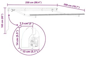 Estrutura do Toldo Retrátil Operada Manualmente 2.5x2 cm Metal