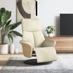 vidaXL Cadeira reclinável com apoio de pés couro artificial cor creme