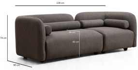 Sofá de 3 Lugares Victoria – Cinza – 228 cm x 74 cm x 90 cm