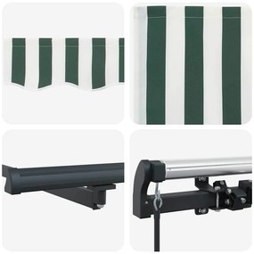 Toldo Retrátil Manual Verde e branco 600 × 300 cm tecido