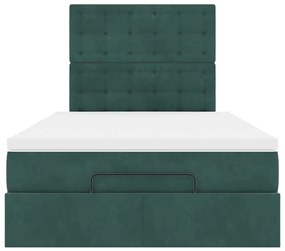 Estrutura de cama otomana com colchões verde escuro veludo