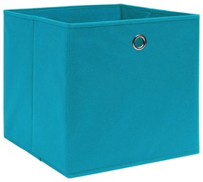 Caixas de arrumação 4 pcs 32x32x32 cm tecido azul-bebé