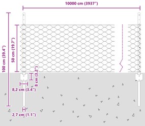 Postes de Cerca vidaXL 11 pcs U-Channel 60 cm Aço Galvanizado